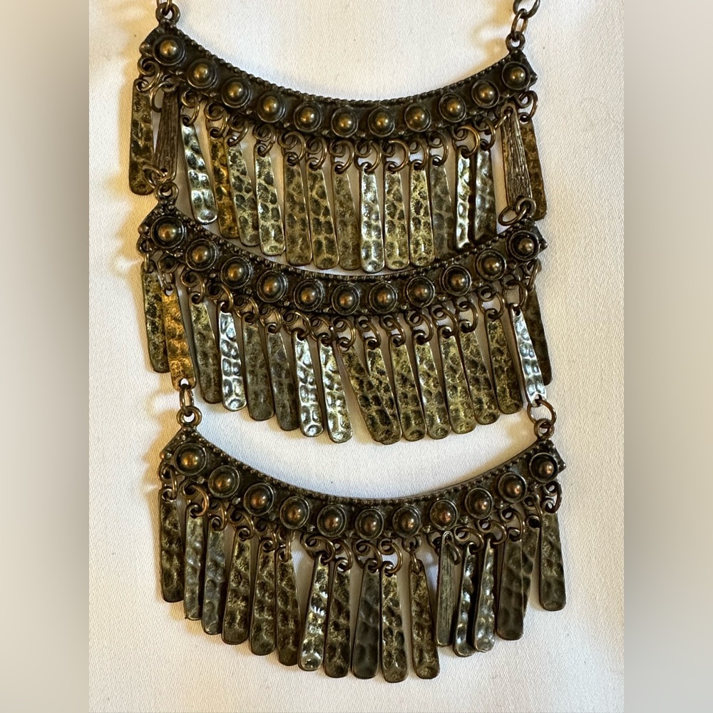 Bohemian Brass Fringe Long Necklace